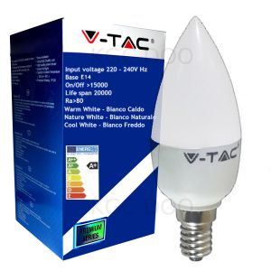 Lampadina Led V-Tac E14 6W=40W Candela-Bianco Freddo 