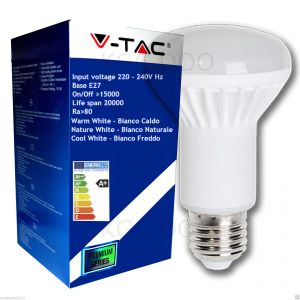 LAMPADINA LED V-Tac E27 8 WATT = 60 WATT BULB Reflector R63-Bianco Caldo 