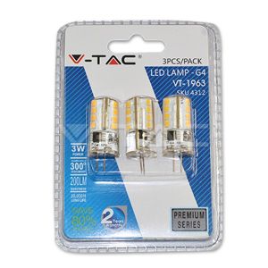 LAMPADINA LED V-Tac G4 3W 300° 3000K Bulb - 4312 Bianco Caldo - in Blister (3 pezzi)