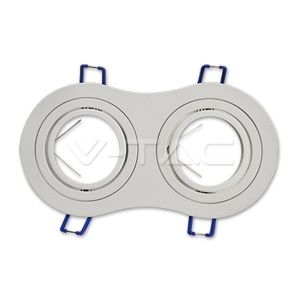 V-Tac GU10 Porta Faretto ad Incasso DOPPIO Rotondo Fitting Round VT-783 - 3601 Bianco