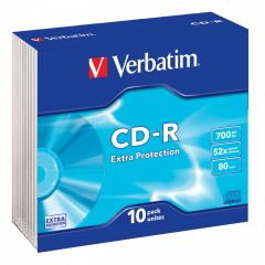 Verbatim 10 CD-R Extra Protection 700MB 52x, in Slim case singoli - 43415
