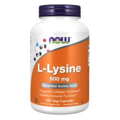 NOW FOODS L-lysine, 500mg - 250 capsule - L-lisina