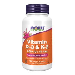 NOW FOODS Vitamin D-3 & K-2 1,000IU 120 vcapsule