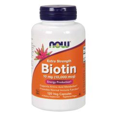 NOW FOODS Biotin Extra Strength (10mg) - 120 vcaps - Biotina