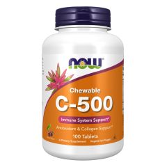 NOW FOODS Vitamin C-500, 100 pastiglie masticabili - ciliegia - Vitamina C