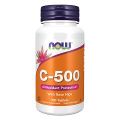 NOW FOODS Vitamin C-500, with Rose Hips 100 tablets (vitamina C)
