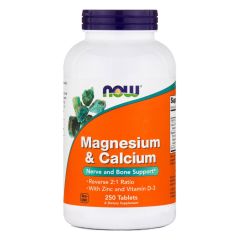 NOW FOODS Magnesium & Calcium, Zinc, Vitamin D-3 - 250 Tabs - Calcio-magnesio