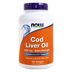NOW FOODS Cod Liver Oil Extra Strength, 1000 mg 180 softg - olio fegato merluzzo