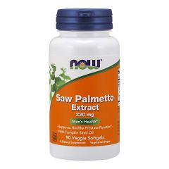 NOW FOODS Saw Palmetto Extract, 320mg - 90 Veg Softgels - Serenoa Repens