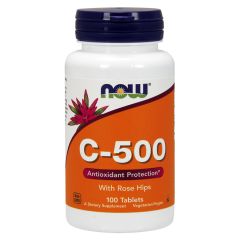 NOW FOODS Vitamin C-500, with Rose Hips 100 tablets - VITAMINE