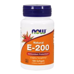 NOW FOODS Vitamin E-200 IU d-alpha Tocopheryl, 100 Softgels - antiossidante